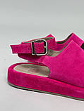 Босоніжки жіночі замшеві кольору фуксії, фото 10