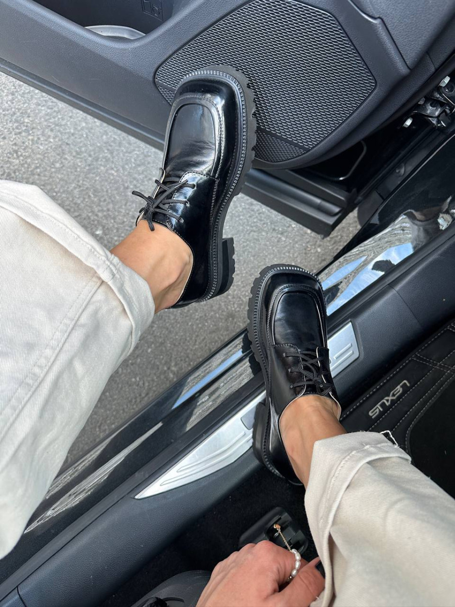 Туфлі жіночі шкіра наплак чорні, фото 1