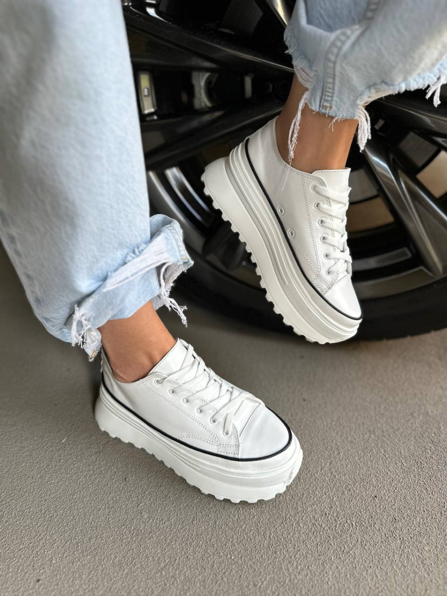 Кеди жіночі шкіряні білі, фото 1