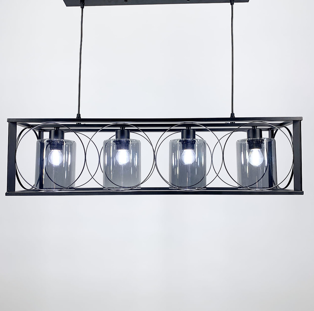 Люстра в металевому чорному каркасі на 4 плафони | Line F | Арт. 11825/4, фото 1