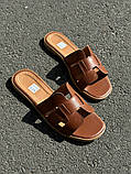 Шльопанці жіночі шкіряні рудого кольору, фото 10