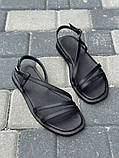 Босоніжки жіночі шкіряні чорні, фото 7