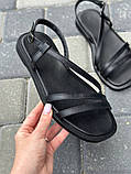 Босоніжки жіночі шкіряні чорні, фото 8