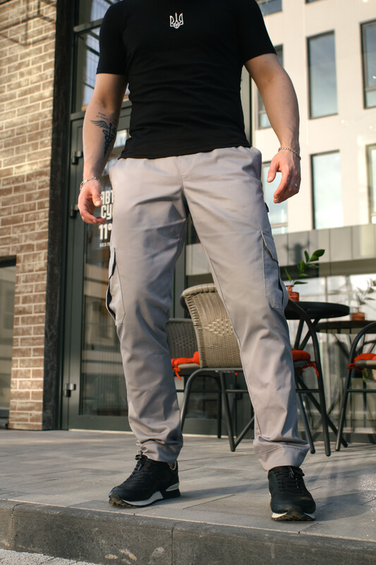 Штани Baza від Intruder сірі з накладними кишенями, фото 1