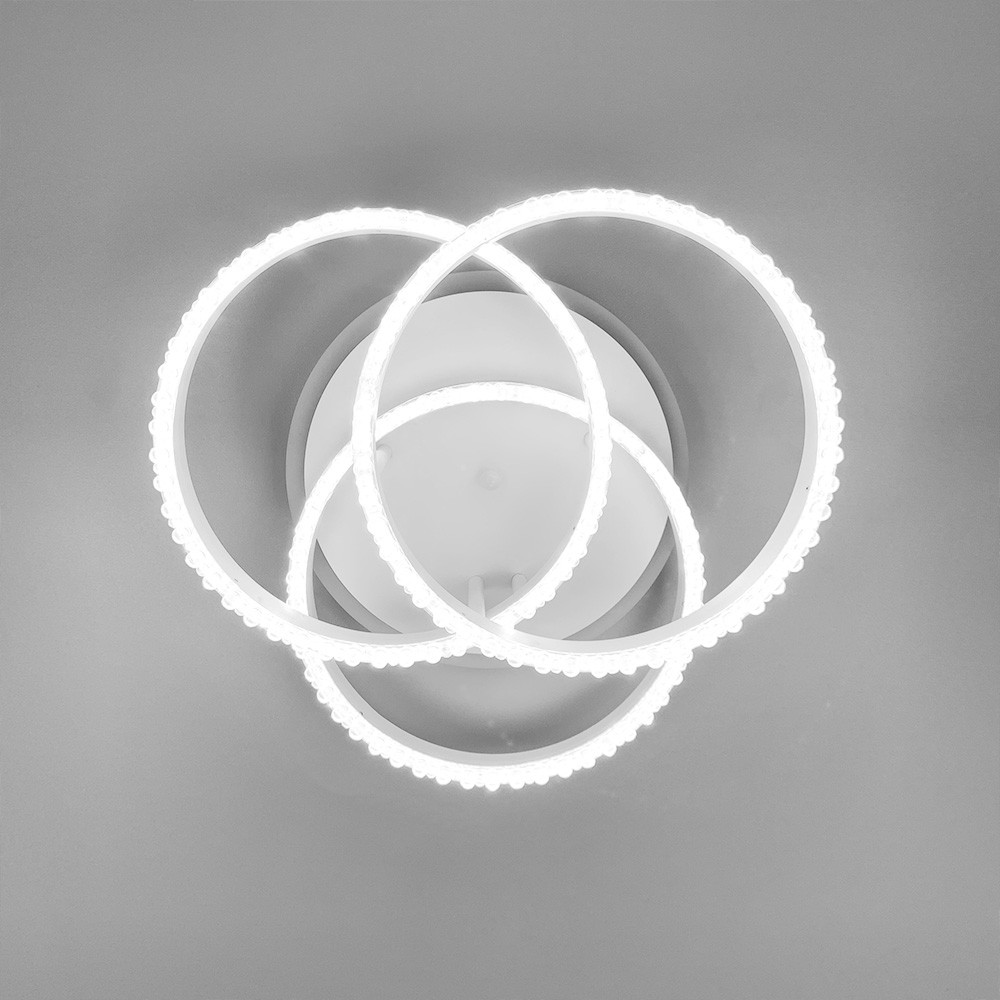 LED світильник білий на 3 кільця з хромованою смужкою d30 см Line.F A 55063/3С RGB WH+CR, фото 1
