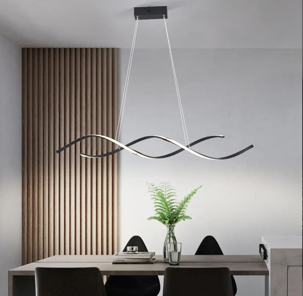 Видовжена люстра Gemo Led у чорному каркасі Line.F  Довжина 100 см, фото 1