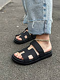 Слайдери жіночі шкіряні чорні матові, фото 3