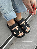 Слайдери жіночі шкіряні чорні матові, фото 4