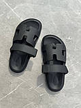 Слайдери жіночі шкіряні чорні матові, фото 8