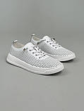Кеди жіночі шкіряні білі з перфорацією, фото 10