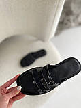 Шльопанці жіночі шкіра наплак чорного кольору на чорній підошві, фото 10
