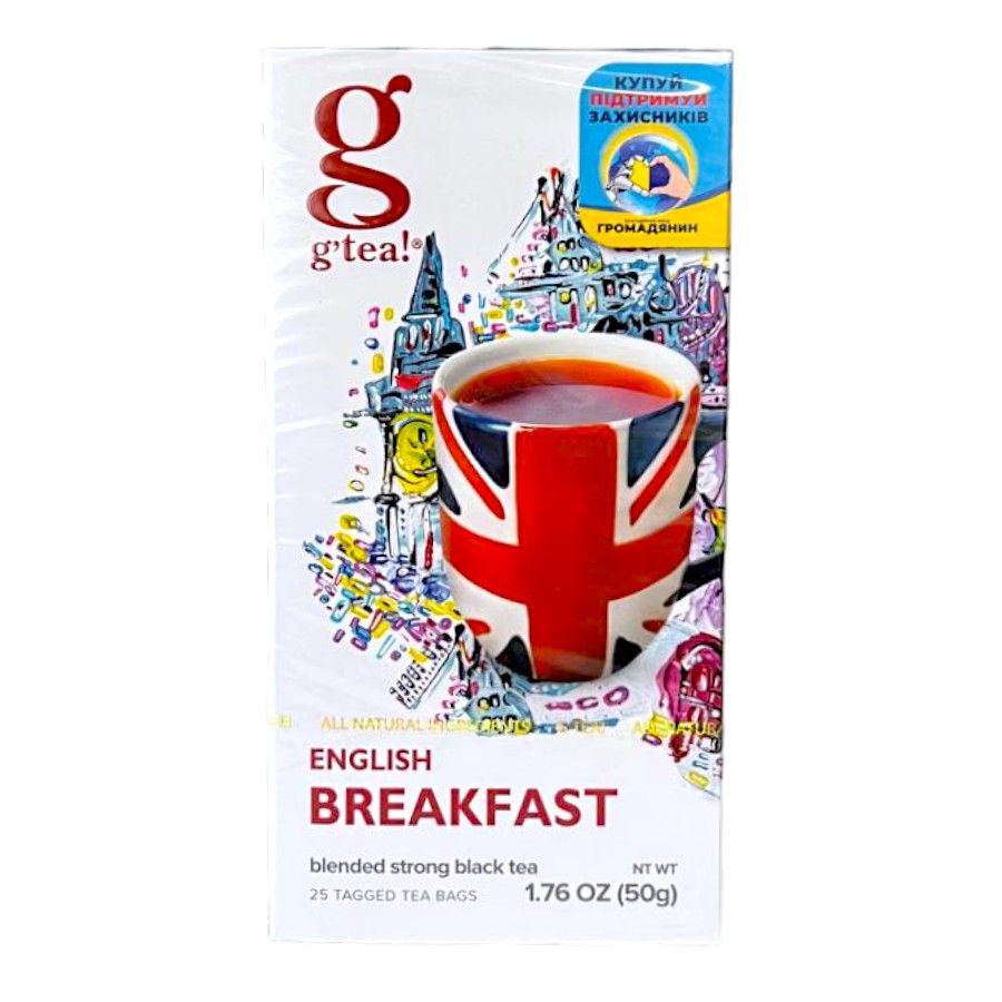 Чорний міцний чай g'tea! English Breakfast 25 пакетиків - насичений до сніданку, фото 1