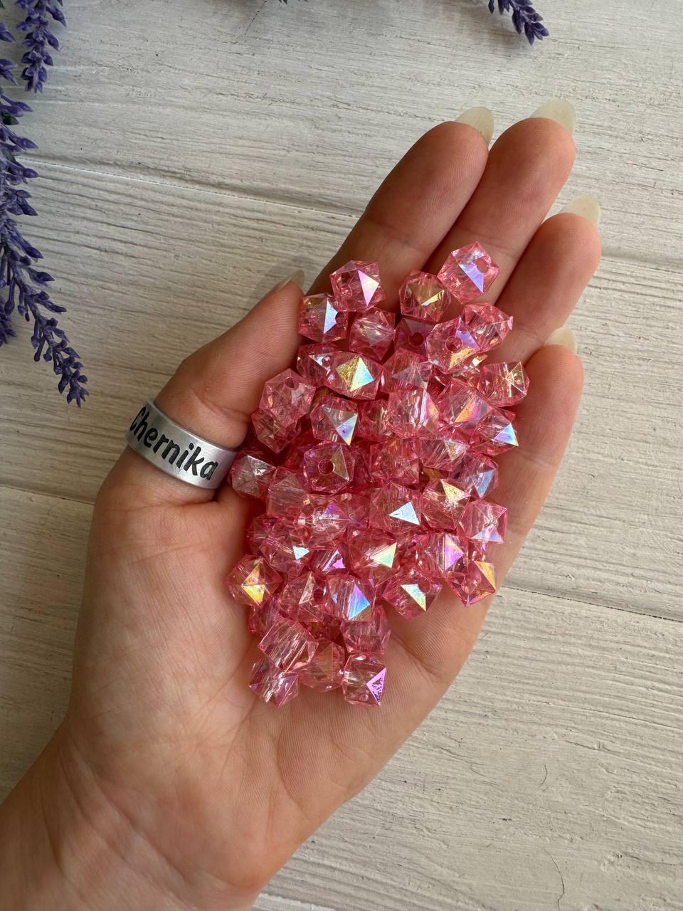 Намистини Куб " Кришталеві Хамелеон " 10 мм, рожеві   500 грам