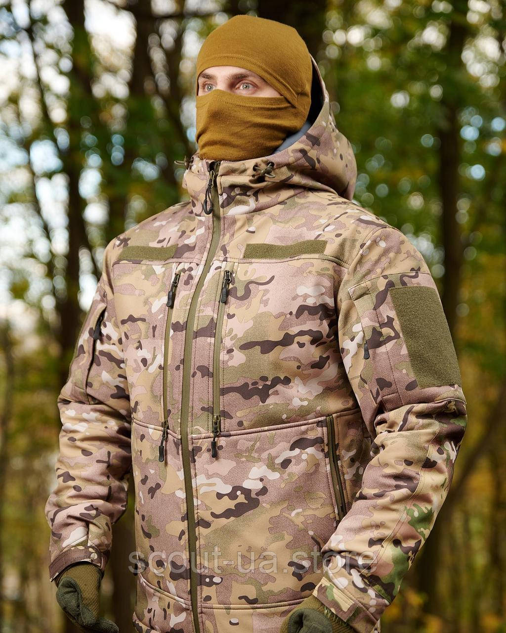 Куртка зимова SoftShell  модель Alfa (8 кишень), відповідає level 7 ECWCS, колір Мультикам, фото 1