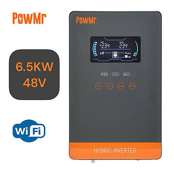 Гібридний інвертор Powmr POW-HVM6.5K-48V, 48 В, 6500 Вт + Wi-Fi (безперебійник, UPS, ДБЖ)