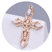 Хрестик ХР. Позолота ЧВ. Камені: білий циркон. Довжина: 43 мм Ширина: 27 мм