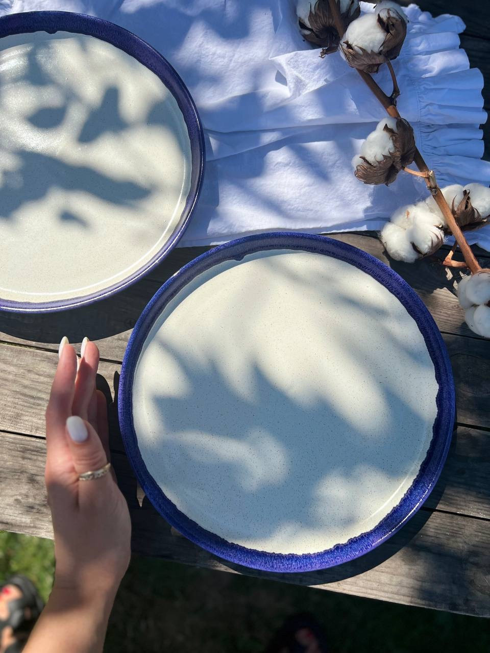 Тарілка Кругла з бортиком 25 см Капучино Кобальт