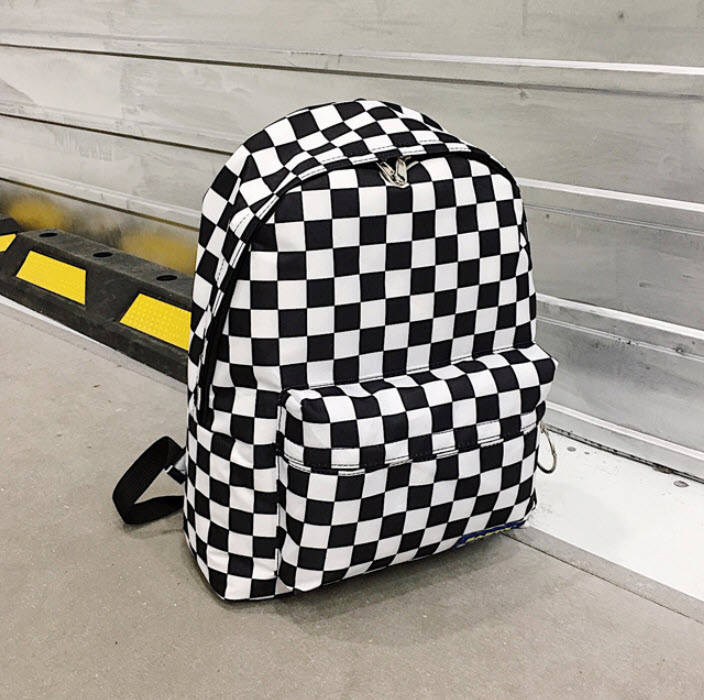 Великий шкільний тканинний рюкзак портфель у шахову клітинку