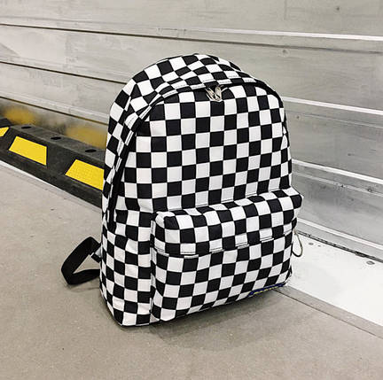 Великий шкільний тканинний рюкзак портфель у шахову клітинку, фото 1