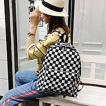 Великий шкільний тканинний рюкзак портфель у шахову клітинку, фото 5