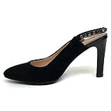 Жіночі замшеві босоніжки чорного кольору на каблуку зі скритою резинкою Elpasso 8070-61 чор вел розмір 36, фото 2