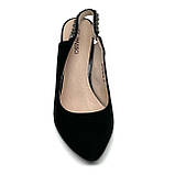 Жіночі замшеві босоніжки чорного кольору на каблуку зі скритою резинкою Elpasso 8070-61 чор вел розмір 36, фото 3