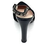 Жіночі замшеві босоніжки чорного кольору на каблуку зі скритою резинкою Elpasso 8070-61 чор вел розмір 36, фото 6