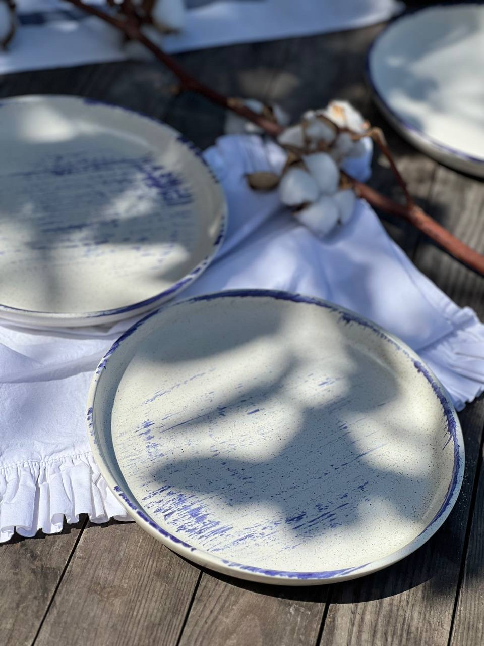 Тарілка Кругла з бортиком 22 см «Синій Лофт Плюс"