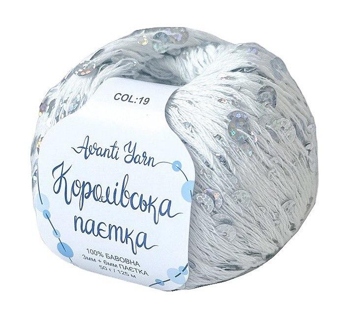 Королівська Паєтка 3мм + 6мм № 19 білий паєтка голограма (Пряжа бавовна з паєтками)