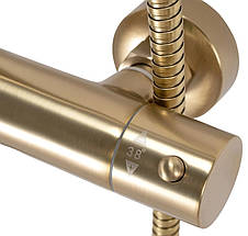 Душовий гарнітур REA PAROT BRUSHED GOLD матове золото з термостатом, фото 5