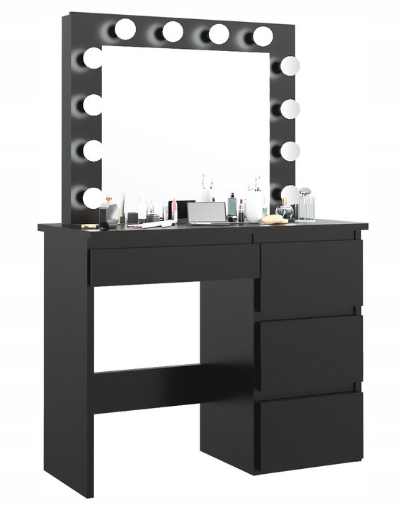 Туалетний столик з дзеркалом BETA 12 LED BLACK