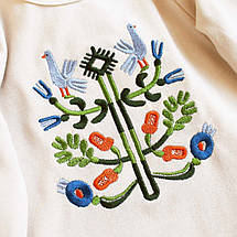 Жовтий боді для дитини з вишивкою птахів і квітів етно орнамент 56 62 68 74 80 86 92, фото 5