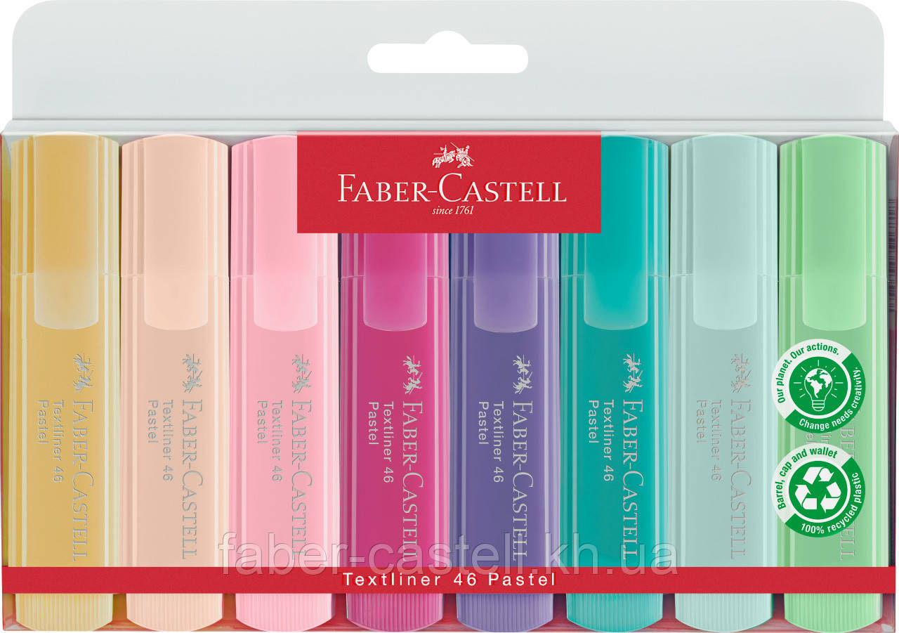 Набір маркерів пастельних відтінків Faber-Castell Textliner 46 Pastel, 8 кольорів, 154681