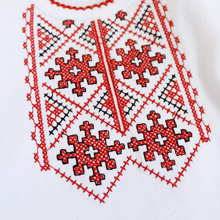 Дитячий комплект боді вишиванка з шортами червоно білий трикотажний 56 62 68 74 80 86 92, фото 3