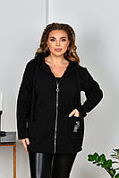 Кофта жіноча батал тринитка на блискавці з капюшоном