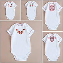 Боді вишиванка червоно чорна для дівчинки біле боді з вишивкою на короткий рукав розміри 62 68 74 80 86 92, фото 5