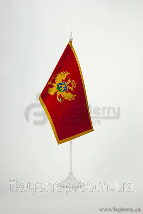 Прапорець Чорногорії, 13,5х25 см, атлас щільний,2-х сторонній
