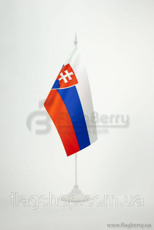 Прапорець Слова́ччини, 13,5х25 см, атлас щільний,2-х сторонній