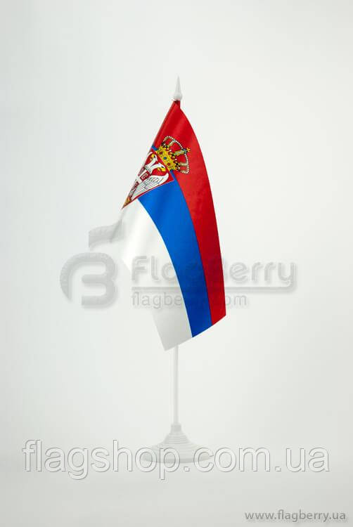 Прапорець Сербії, 13,5х25 см, атлас щільний,2-х сторонній