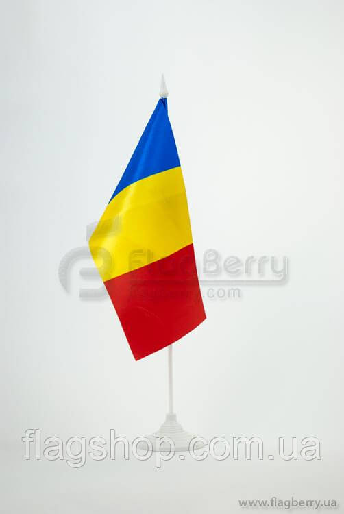 Прапорець Румунії, 13,5х25 см, атлас щільний,2-х сторонній