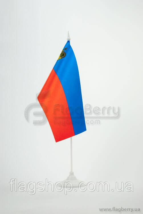 Прапорець Ліхтенштейн, 13,5х25 см, атлас щільний,2-х сторонній