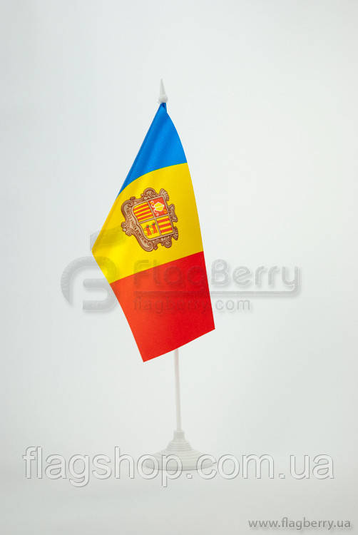 Прапорець Андори, 13,5х25 см, атлас щільний,2-х сторонній, фото 1