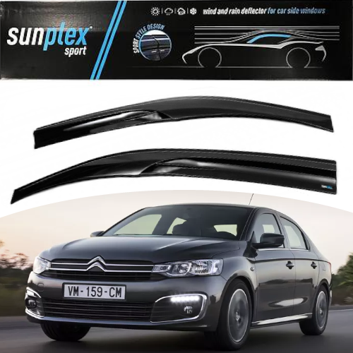 Вітровики, дефлектори вікон Citroen C-Elysee, Peugeot 301 сед 2013-> (скотч) Sunplex