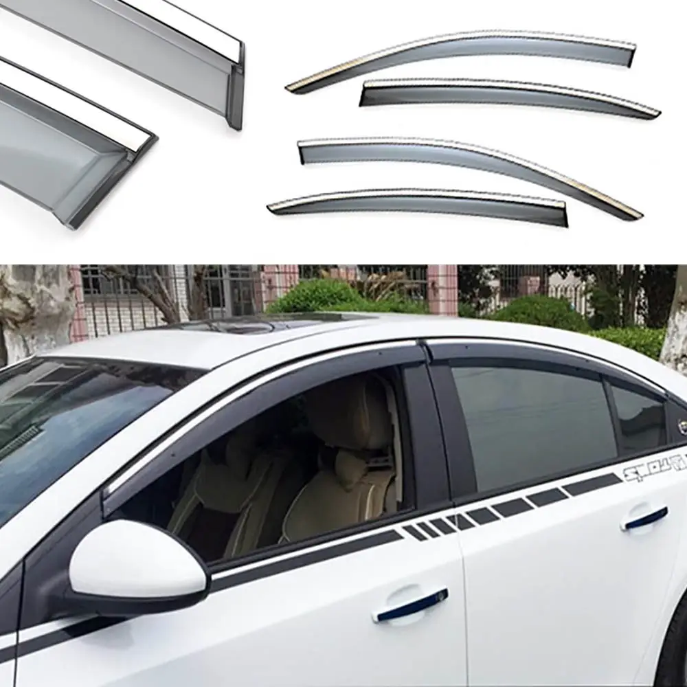 Вітровики, дефлектори вікон Skoda Octavia III A7 сед 2013-2020 (скотч) Sunplex c хром молдингом