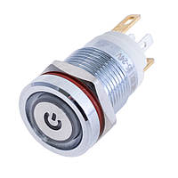 Кнопка антивандальна LB12E, із синьою підкладкою: кільце + символ, 5-24 В, з фіксатором