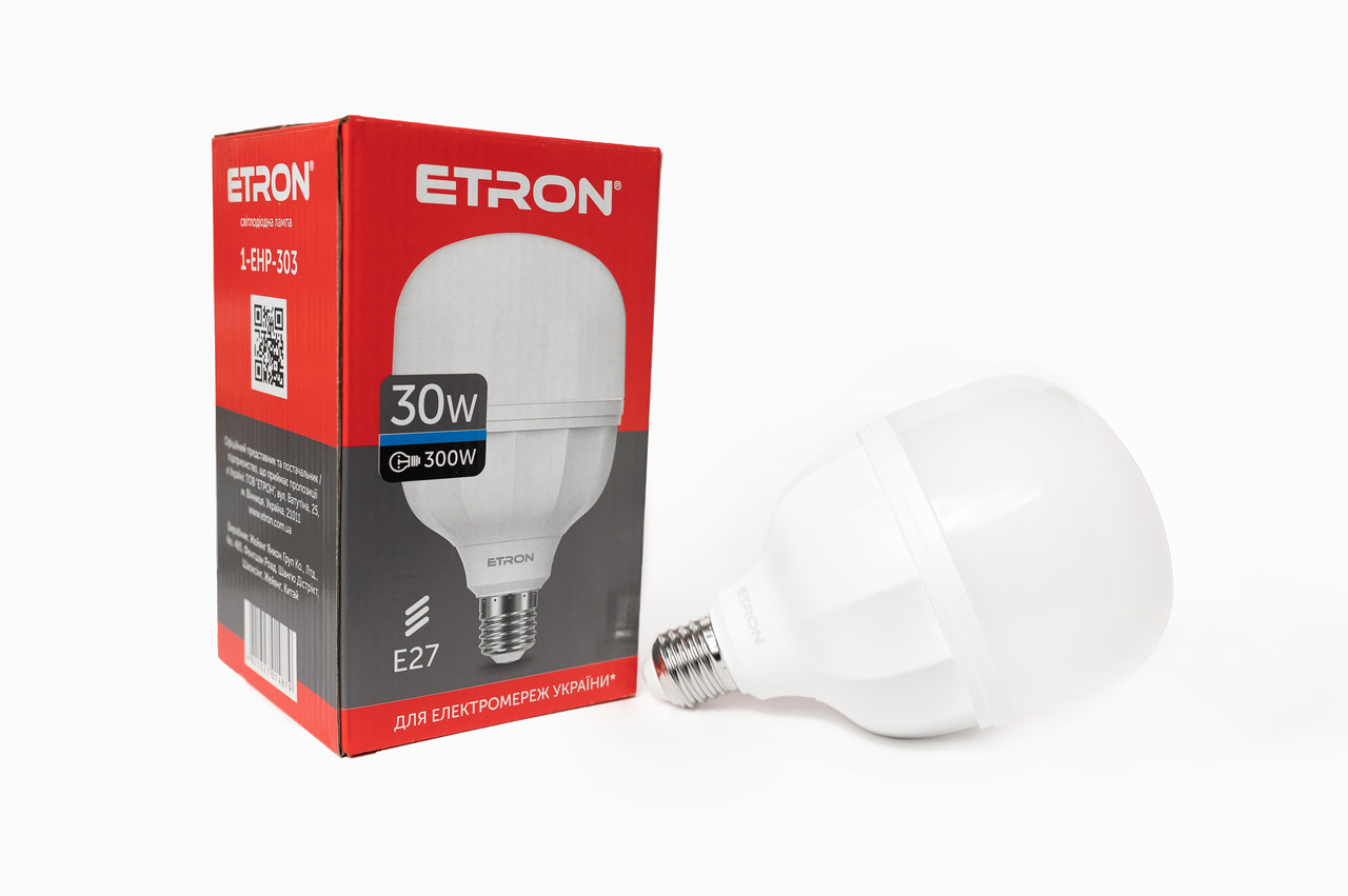 Світлодіодна LED лампа ETRON 30W T100  6500K 220V E27 холодне світло, фото 1