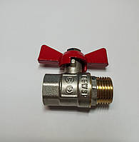 Кран латунний із сталевою кулею 1/2" гайка-штуцер PN25