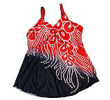 Купальник-сукня 2XL 50 червоний жіночий роздільний танкіні великий розмір, фото 2