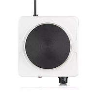 Електрична одноконфоркова настільна плита 1000W з термостатом і захистом від перегріву біла BUV