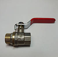 Кран латунний (ручка) зі сталевою кулею 1/2" гайка-штуцер PN25